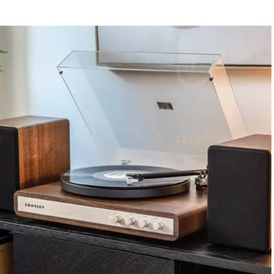 Crosley C65  Record Player with speakers system Belt-Drive 2-Speed  Turntable Record Walnut and Gold- NEW image 8