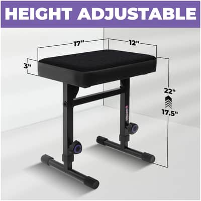 Liquid Stands Adjustable Piano Bench Stool with Black Padded Cushion for Musicians (Mesh Fabric) image 2