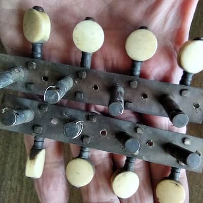 Antique Mandolin pre-1900 Brass Tuners, Bridge & Tailpiece Lot image 8