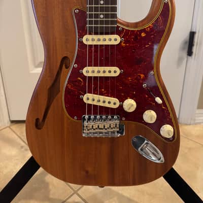Partscaster Thinline S-Style - Natural w/ Lindy Fralin Blue's Specials (Semi-Hollow Fender Strat) image 2