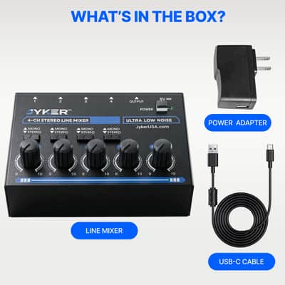 4 Channel Stereo Line Compact Audio Mixer, Mono/Stereo Switch, Low Noise Mixer - JMAMP6 image 7