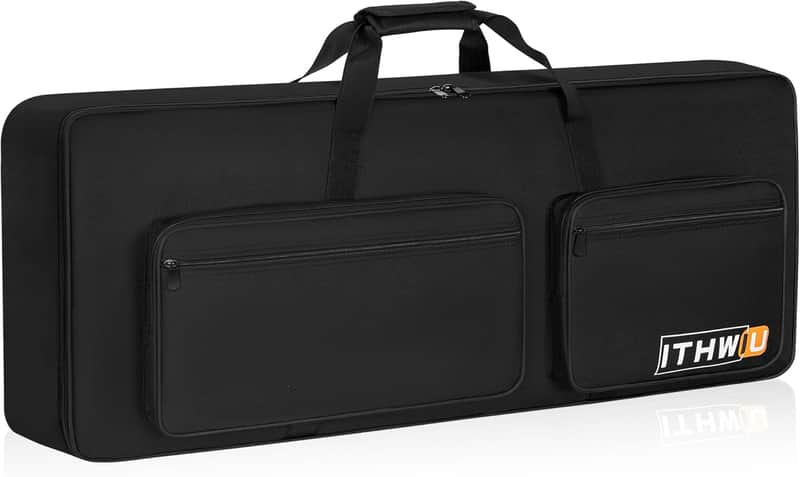 Padded 8mm Shockproof Slim61 Keys Keyboard Case Electric Piano Keyboard Gig Bag Well Protection with Adjustable Straps and 4-Pocket for Keyboard Accessaries, Black (Interior: 37.8”×13”×6”) image 1