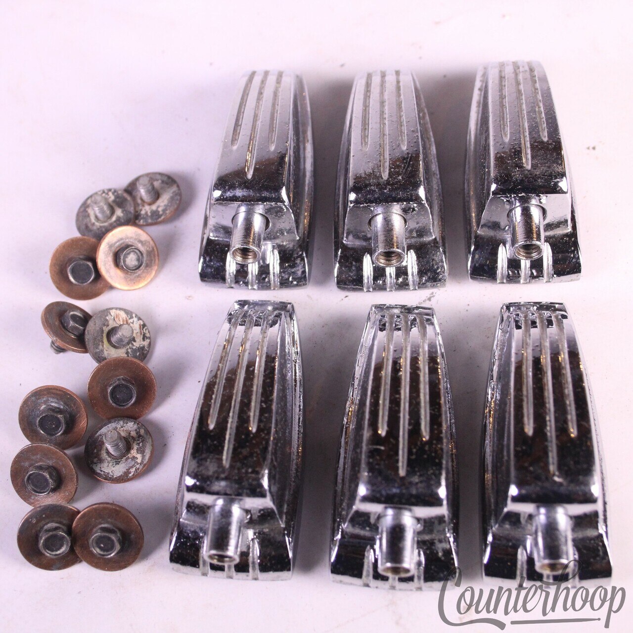Ludwig 6x Bass/Floor Tom Drum Lugs Large Classic Tension Lug Chrome Vintage 60s — main photograph