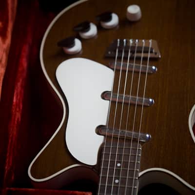 Rare Vintage 1960 Danelectro 6037 DC-3 Deluxe Triple Pickup Shorthorn Dark Walnut w/ OHSC image 10