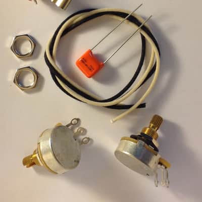 Wiring Harness Kit For P Bass CTS 450G Knurled Pots .047uf 716P Orange Drop Cap image 1