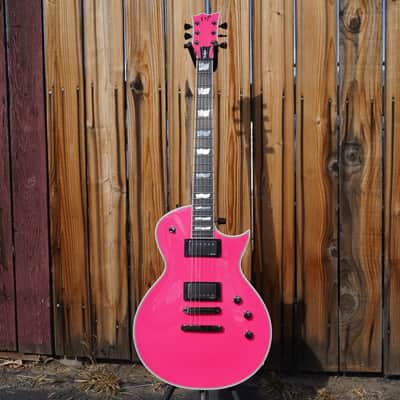 ESP CUSTOM SHOP Eclipse CTM - Ebony- Neon Pink 6-String Electric Guitar w/ Case image 3