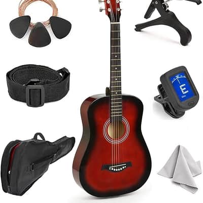 Left Handed Acoustic Guitar For Kids By  Beginner Guitar For Learners- Accoustic String Starter Kit: Guitar Bag, Tuner, Strap, Extra Strings, Picks, Wash Cloth, Capo image 1