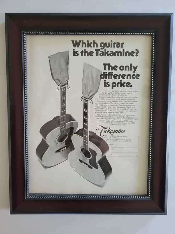 1976 Takamine Guitars promotional Ad Framed Guild/Takamine Comparison Original image 1