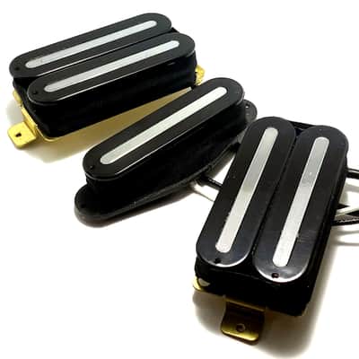 Dragonfire HSH Mixed Humbucker Single Humbucker Pickup Set ft. Phat Power Rails Bridge & Neck Humbuckers & Middle Single, Black with Chrome image 2