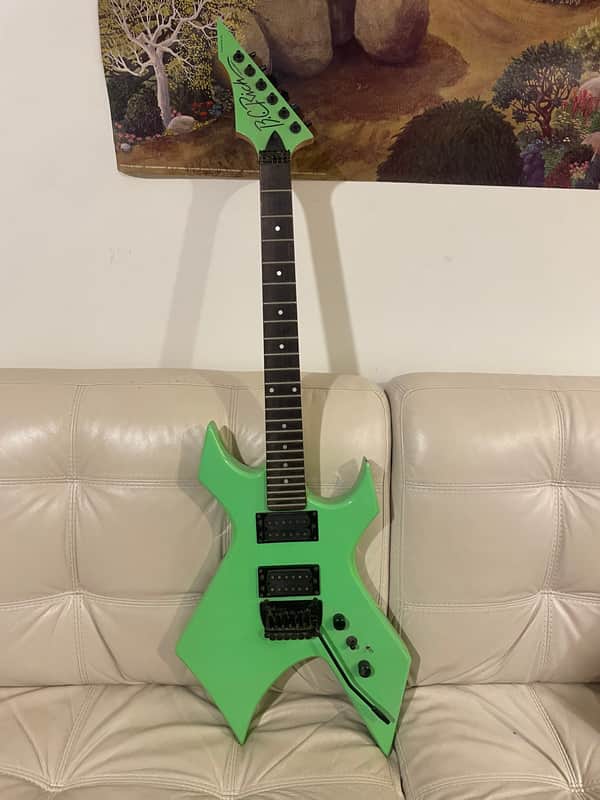 RARE Vintage Neon Green B.C. Rich Platinum Series Warlock w/ Matching Reverse Headstock (Needs TLC) image 1