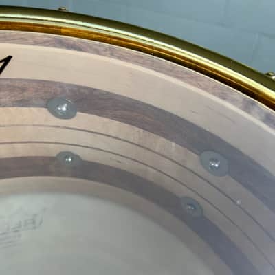 Doc Sweeney Drums "Rings" Stave Segmented Caribbean Rosewood & Curly Maple 6.5x14" Snare Drum with Brass Hardware image 7