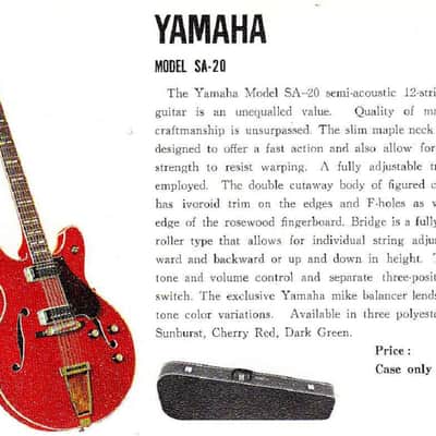 Yamaha SA-20 12-String Hollow Body 1968 - 1972 - Sunburst image 15