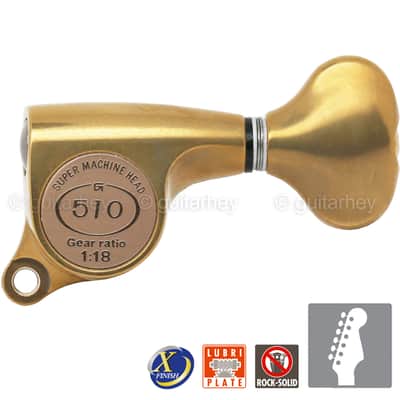 NEW Gotoh SGS510Z-S5 6 in Line Set Mini Tuners Small Buttons 18:1 - X-FINISH GOLD