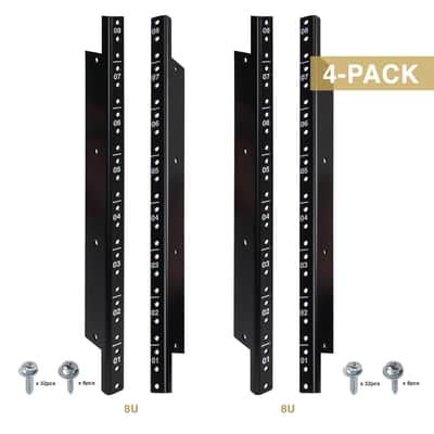 ST-RR-08U / ST-RR-08UX2 | 8U Steel Rack Rails, with Black Powder Coated Finish and Screws-ST-RR-08U (2-Pack) image 2