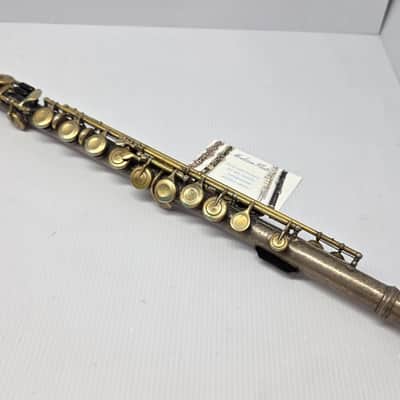 Rare Antique C.G. Conn C Flute Ebonite Headjoint Satin Silver Unibody w/ Gold Plating 440hz image 9