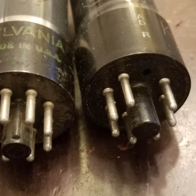 Sylvania etc. Pair (2) 6V6GT/G Beam Power AT1000 TESTED Vacuum Tubes greyglass WWII era 6V6 Audio 1938-1942 image 1