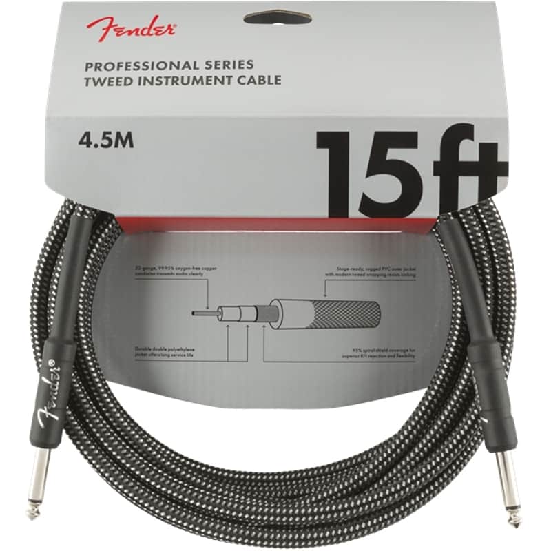 Fender Professional Series Instrument Cable 15 Foot Gray Tweed