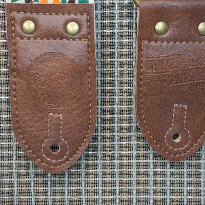 Tan & Olive Flower Vintage Ribbon Guitar Strap image 3