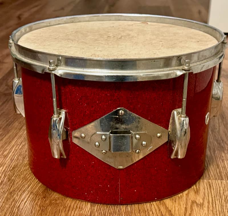Gracy Vintage Stencil 12" Rack Tom Drum Made in Japan  Red Sparkle 50s 60s image 1