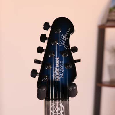 MusicMan Majesty 7 John Petrucci Signature Electric Guitar - Ebony Fingerboard, Titan Blue image 17