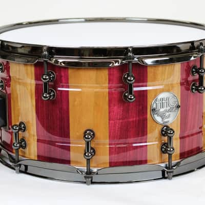 HHG 14x7 Cherry And Purple Heart Stave Snare, High Gloss Lacquer image 1