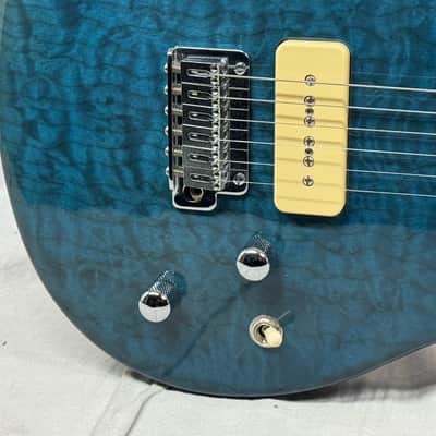Michael Rowan Custom Guitars Journeyman Twin P90s Guitar - Trans Turquoise image 4
