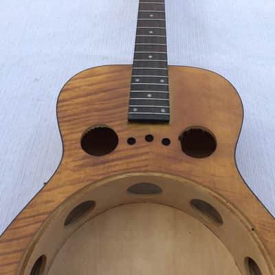 Tiger Maple Top Resonator Dobro Guitar DIY Project, Rosewood Fingerboard Neck image 11