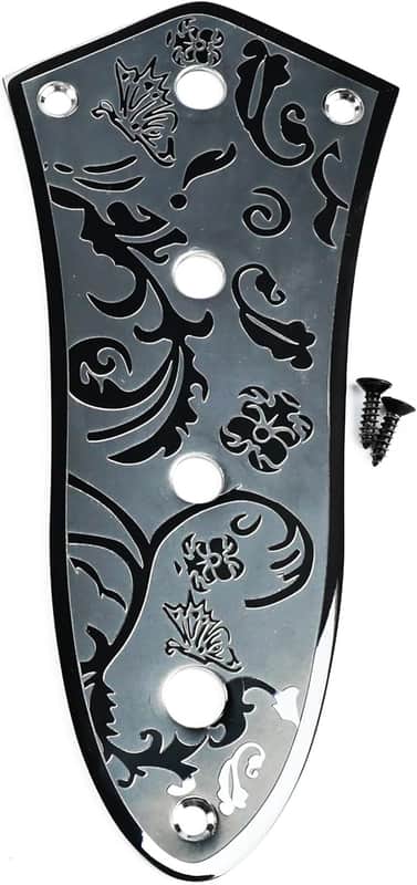 Jazz Bass Stainless Steel Engraved Control Plate - Black FREE SHIPPING! image 1
