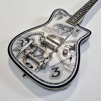 Duesenberg Johnny Depp Signature Series Electric Guitar 2016 Aluminum Tattooed image 4
