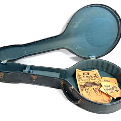 Vega vintage tenor cello banjo 4 strings with painted head New York made Style N “the Tabby” 1924 - Wood and half skin image 15