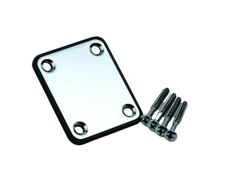 Guyker Guitar Neck Plate, 4-Bolt Iron Electric Guitar Bass Neck Joint Plate with Plastic Back Plate & Mounting Screws, NeckPlate Replacement Part image 1