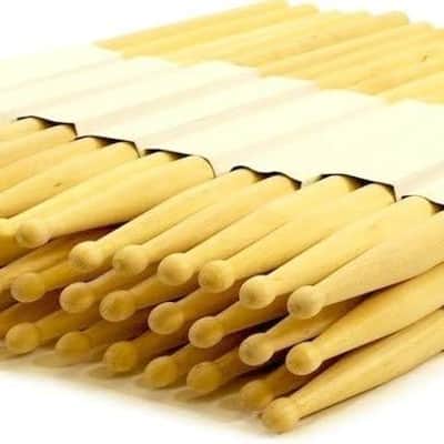 24 PAIRS - 7B WOOD TIP NATURAL MAPLE DRUMSTICKS 48 DRUM STICKS NEW image 1