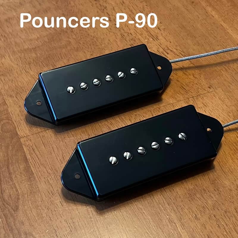Good Land Pickups: Pouncers P-90 Alnico 2- Dogear Black Set image 1