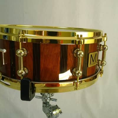 Meliti Acoustics 14'' x 5.5'' Bubinga and Ebony Stave Snare Drum 2015 Clear Gloss image 2