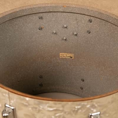Vintage Rogers White Marine Pearl Drum Set 14x24 9x13 16x16 and 16x18 image 23