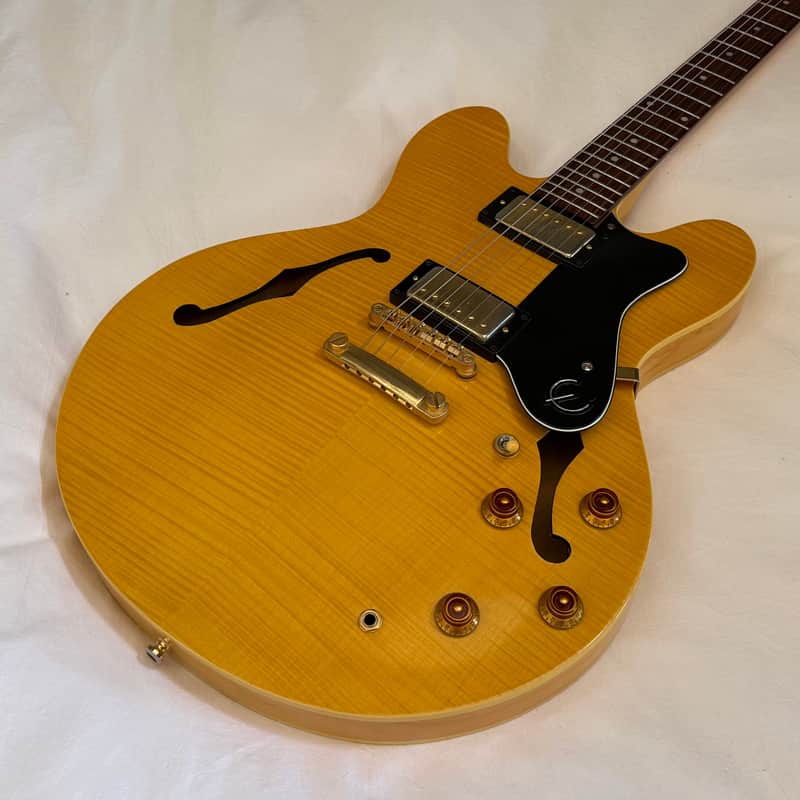 Vintage 2000 Epiphone Dot Deluxe Limited Edition Flame Top - Made in Korea (MIK) - Natural - Free Pro Setup image 1