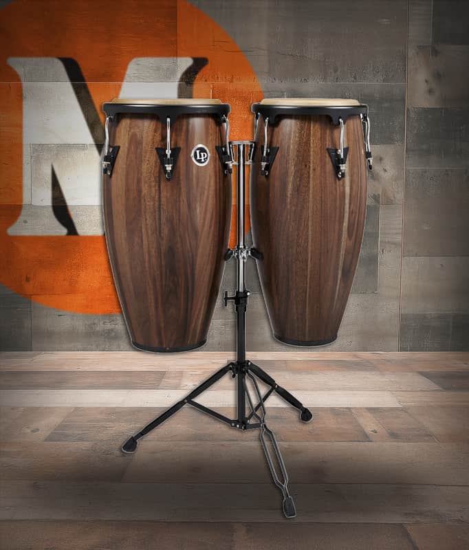 Latin Percussion LP Aspire 11 - 12" Conga Set - Oak Walnut Black w/ Stand (LPA647-SW) image 1