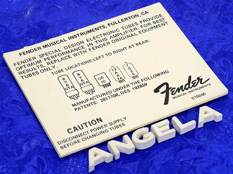 Fender Tube Chart #10 N.O.S. 6V6GTA, 6V6GTA, C610, 12AX7, 7025 image 1