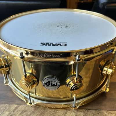DW Collectors Bell Brass Snare Drum 14x6.5 Gold Hardware image 2