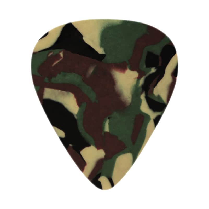 Celluloid Jungle Camouflage Guitar Or Bass Pick - 0.71 mm Medium Gauge - Premium Made In USA - 351 Shape - 12 Pack image 1