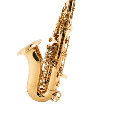 Wisemann DSS-C500 gold brass soprano saxophone, curved body, with mouthpiece and case image 3
