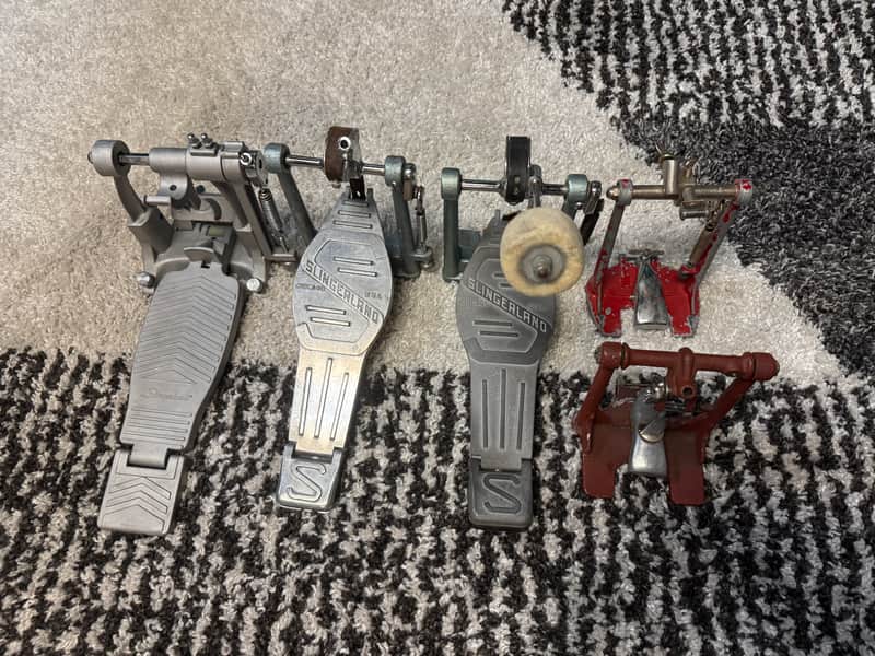 Vintage Slingerland Bass Drum Pedals – 2 Pedals + Parts – Restoration / Project Lot image 1