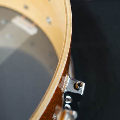1970s USA Ludwig 6.5x14" Maple Snare Drum - Blue/Olive Badge - Gold Sparkle Wrap image 5