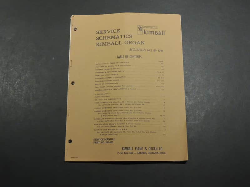 Kimball Models 162 & 170 Service Manual