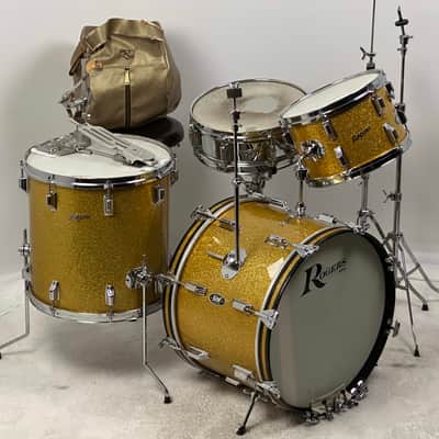 Rogers 20/12/16" Cleveland-Era Holiday Drum Set - VIDEO Gold Sparkle "Headliner" Outfit w/ 5x14" Powertone image 4