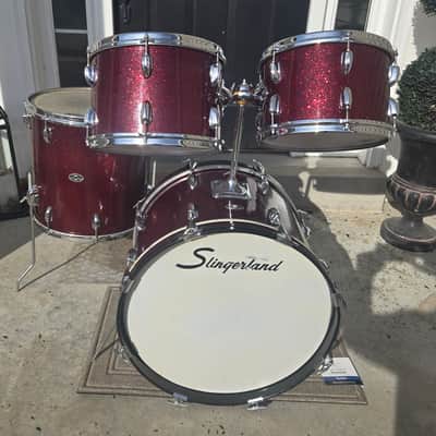 Slingerland Drum set 20,12,13,16 1970s - Maroon Sparkling Pearl image 4