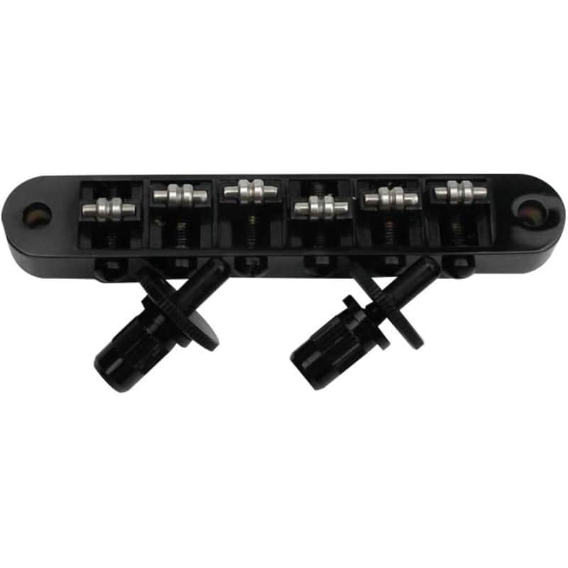 Guitar Roller Saddle Bridge - Tune-O-Matic Bridges with Post Hole 4.2mm Replacement Compatible with Gibson Les Paul LP SG 6 String Electric Guitar BM015 (Black) image 1