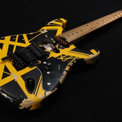 EVH Striped Series Frankenstein Frankie Electric Guitar - Black with Yellow Stripes, Relic 103 image 11