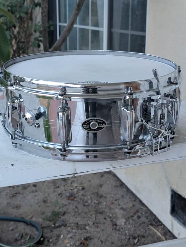 Slingerland No. 141 Radio King 5x14" 10-Lug Chrome Over Brass Snare Drum 1970-1972 - Chrome image 1