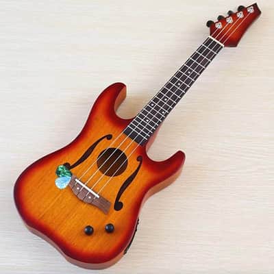 Custom 26 Inch Electric Ukulele Guitar, Laminated Okoume Wood Top Body, Matte Sunburst Finish image 2